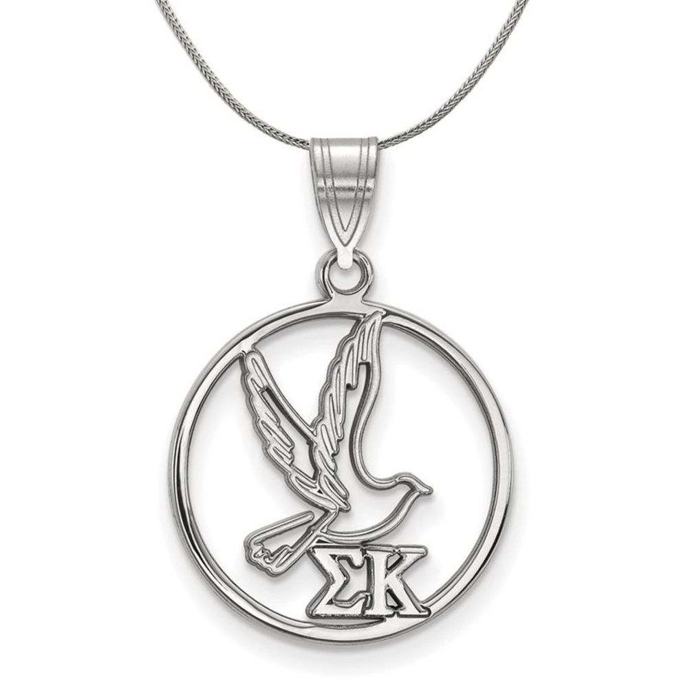 Sterling Silver Sigma Kappa Medium Circle Pendant Necklace - 20 Inch